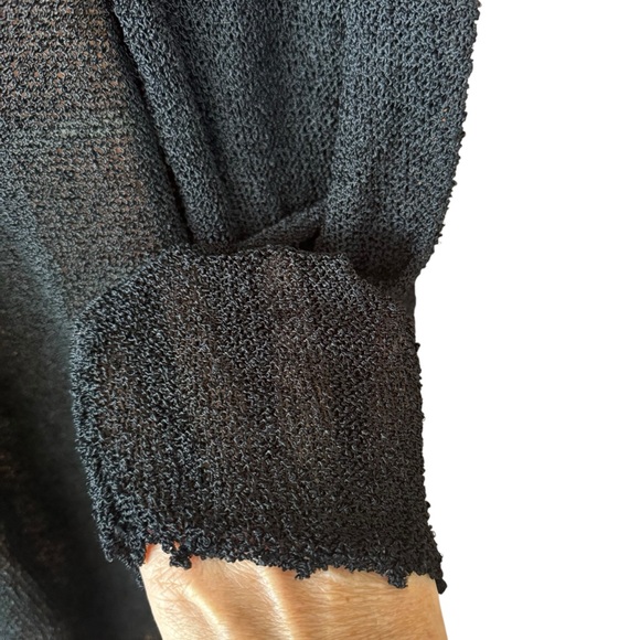 Chicos Size 2 Black Open Knit Cardigan Draped Hem Waterfall Style Womens M 12 - Picture 3 of 5